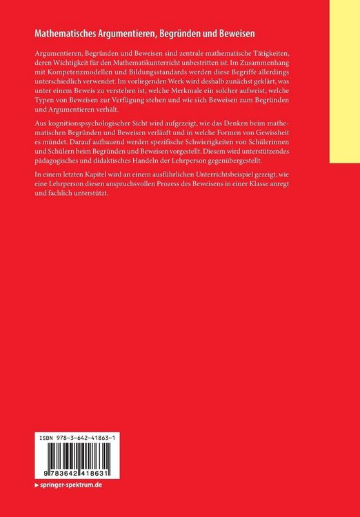 Produktbild: Mathematisches Argumentieren, Begr&uuml;nden und Beweisen