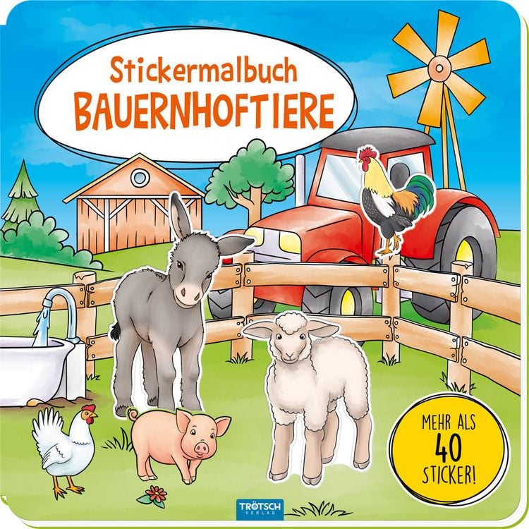 Produktbild: Tr&ouml;tsch Malbuch Stickermalbuch Bauernhoftiere