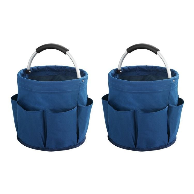 Produktbild: Universal Reinigungs Caddy 16 l, Blau, 2er Set, mit 6 Au&szlig;entaschen f&uuml;r Schw&auml;mme und T&uuml;cher