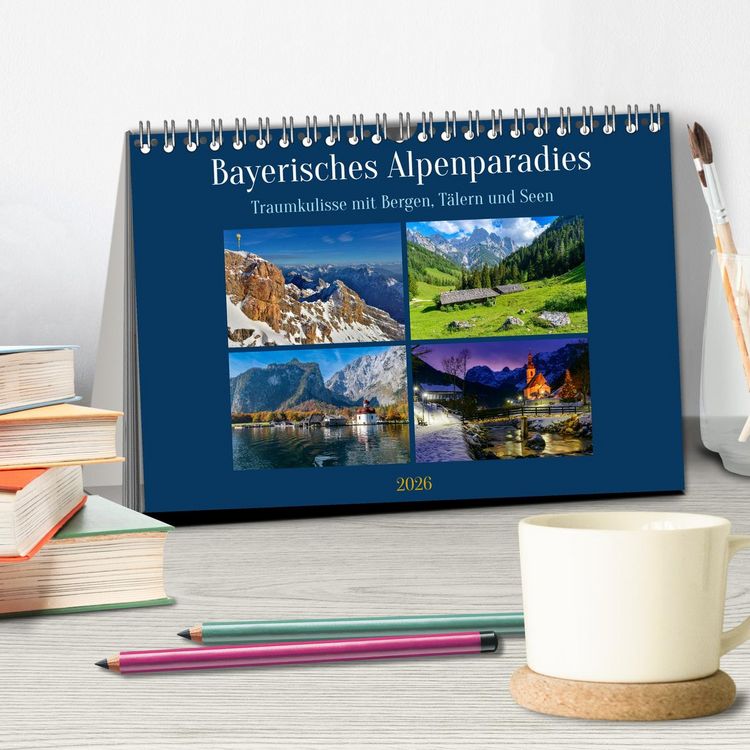Produktbild: Bayerisches Alpenparadies (Tischkalender 2026 DIN A5 quer), CALVENDO Monatskalender