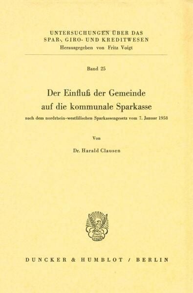 Produktbild: Der Einflu&szlig; der Gemeinde auf die kommunale Sparkasse