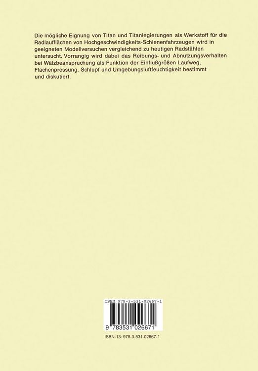 Produktbild: Untersuchungen &uuml;ber das W&auml;lzreibungs- und Abnutzungsverhalten von Titan und Titanlegierungen