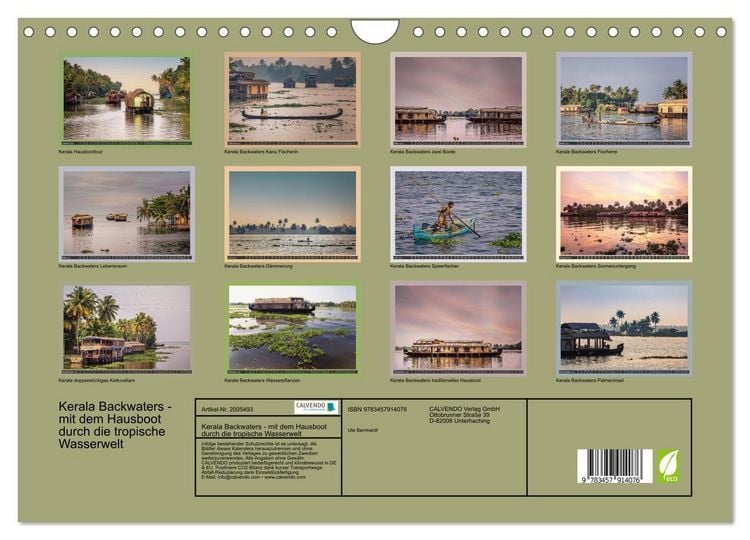Produktbild: Kerala Backwaters - mit dem Hausboot durch die tropische Wasserwelt (Wandkalender 2026 DIN A4 quer), CALVENDO Monatskalender