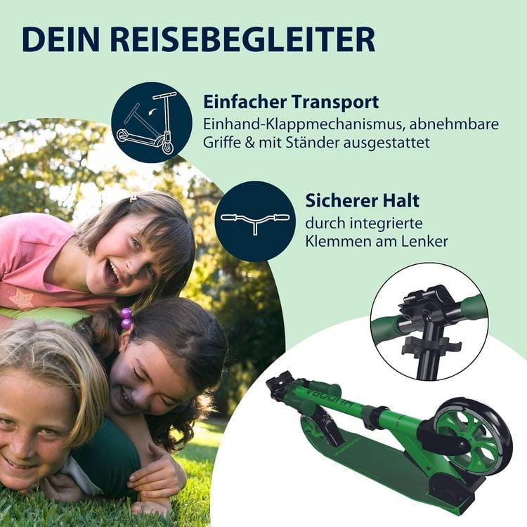 Produktbild: HUDORA 14470 - Scooter Up 145 Junior, pine/grass gr&uuml;n, Alu-Cityroller ab 3 Jahren