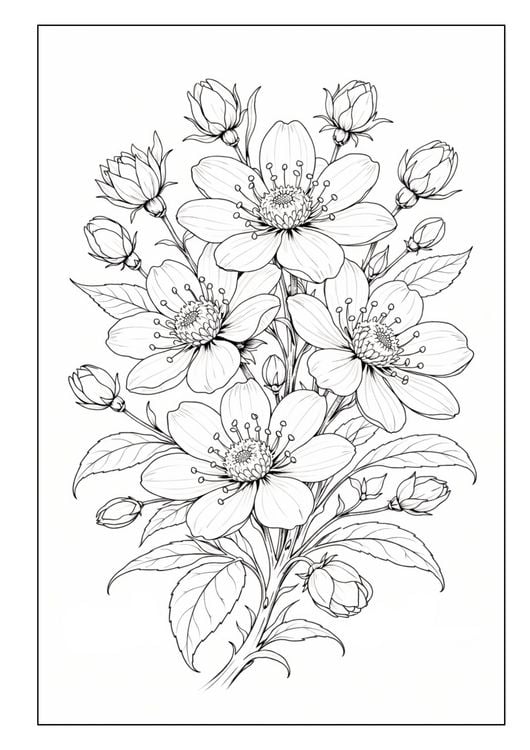 Produktbild: Blumen Malbuch f&uuml;r Erwachsene mit 50 sch&ouml;nen Ausmalmotiven