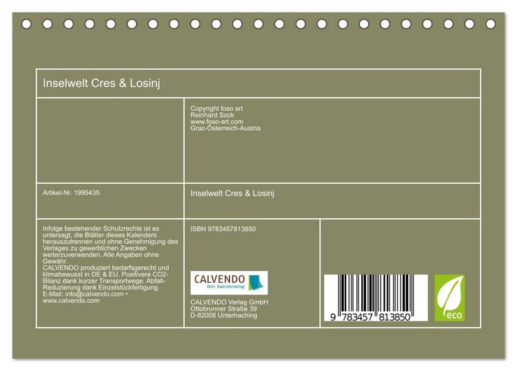 Produktbild: Inselwelt Cres & Losinj (Tischkalender 2026 DIN A5 quer), CALVENDO Monatskalender
