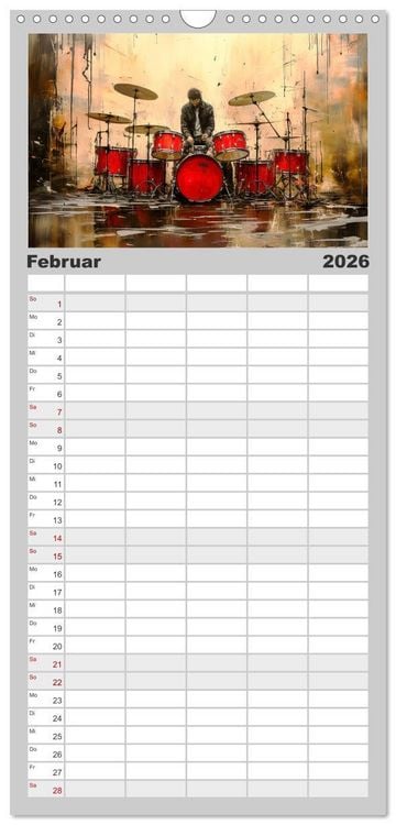 Produktbild: Familienplaner 2026 - Schlagzeug ewige Liebe live mit 5 Spalten (Wandkalender, 21 x 45 cm) CALVENDO