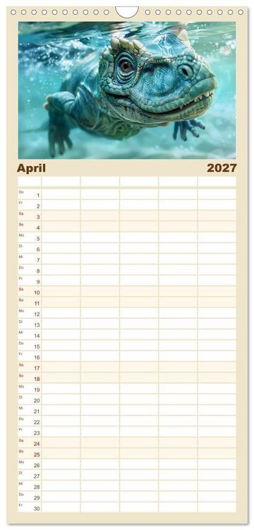 Produktbild: Familienplaner 2027 - Dino-Babys mit 5 Spalten (Wandkalender, 21 x 45 cm) CALVENDO