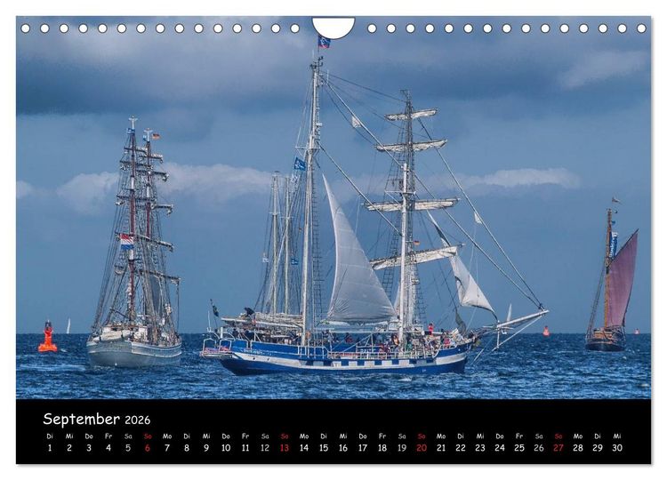 Produktbild: Windjammer vor Warnem&uuml;nde (Wandkalender 2026 DIN A4 quer), CALVENDO Monatskalender