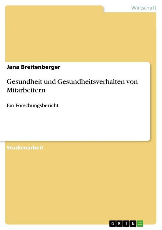Produktbild: Gesundheit und Gesundheitsverhalten von Mitarbeitern