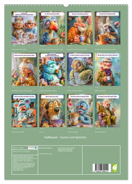 Produktbild: Kaffeezeit - Humor und Spr&uuml;che (hochwertiger Premium Wandkalender 2026 DIN A2 hoch), Kunstdruck in Hochglanz