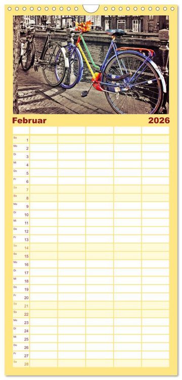Produktbild: Familienplaner 2026 - Stadtfahrrad mit 5 Spalten (Wandkalender, 21 x 45 cm) CALVENDO