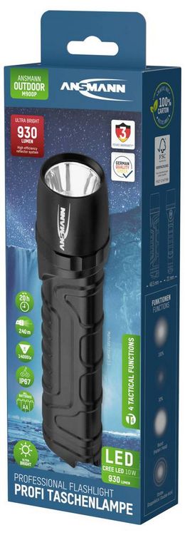 Produktbild: Ansmann M900P 1600-0162 LED Taschenlampe mit Handschlaufe batteriebetrieben 930lm 187g