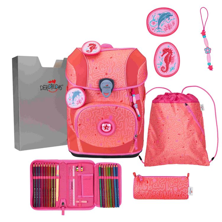 Produktbild: DerDieDas Schulranzen Set ErgoFlex Tiny Superflash, Schulranzen Set, 5tlg, Coral Reef
