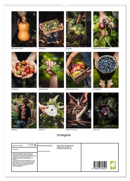 Produktbild: Erntegl&uuml;ck (Wandkalender 2026 DIN A2 hoch), CALVENDO Monatskalender