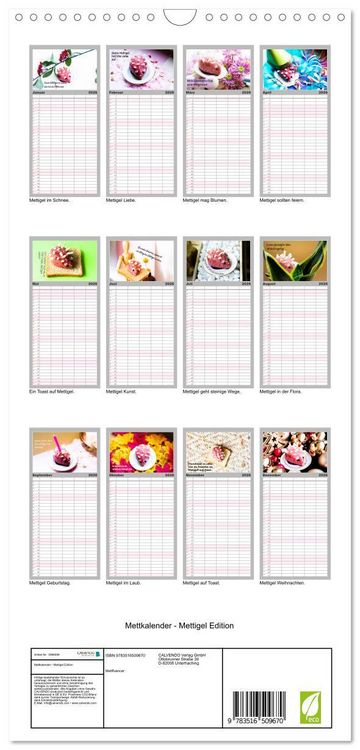 Produktbild: Familienplaner 2026 - Mettkalender - Mettigel Edition mit 5 Spalten (Wandkalender, 21 x 45 cm) CALVENDO