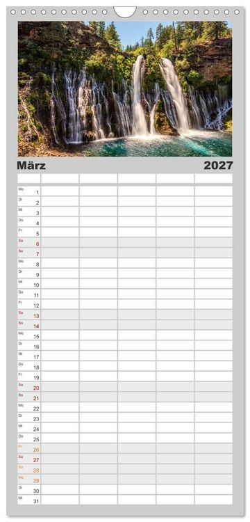 Produktbild: Familienplaner 2027 - USA Deluxe mit 5 Spalten (Wandkalender, 21 x 45 cm) CALVENDO