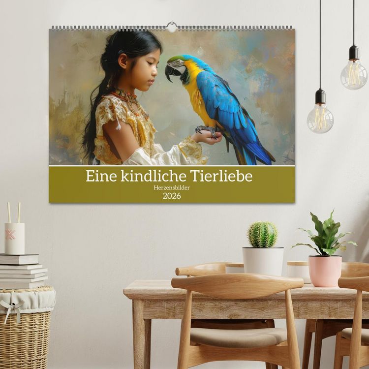 Produktbild: Eine kindliche Tierliebe - Herzensbilder (Wandkalender 2026 DIN A2 quer), CALVENDO Monatskalender