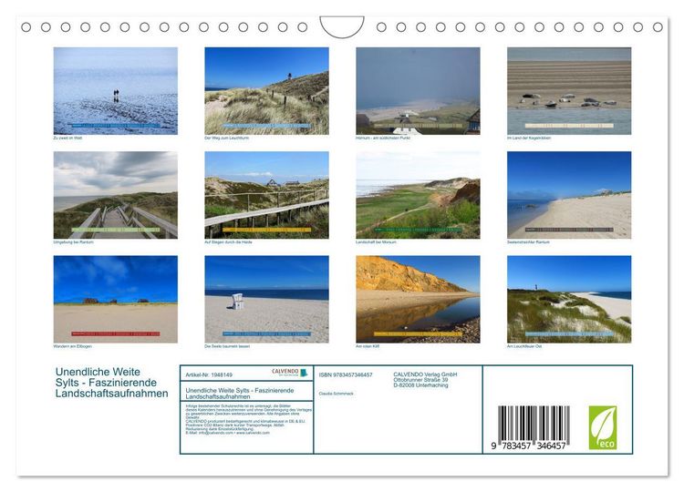 Produktbild: Unendliche Weite Sylts - Faszinierende Landschaftsaufnahmen (Wandkalender 2026 DIN A4 quer), CALVENDO Monatskalender