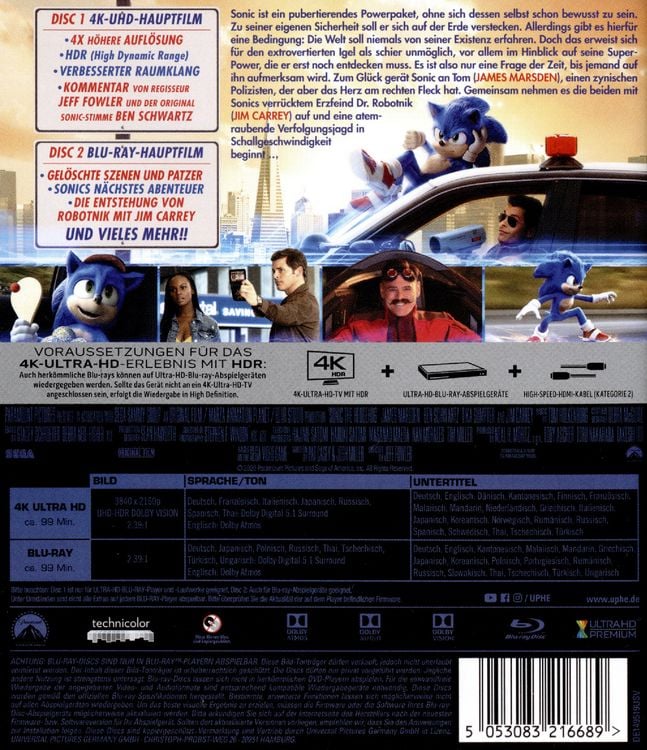 Produktbild: Sonic the Hedgehog (4K Ultra HD) (+ BR)