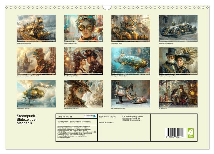 Produktbild: Steampunk - Bl&uuml;tezeit der Mechanik (Wandkalender 2026 DIN A3 quer), CALVENDO Monatskalender