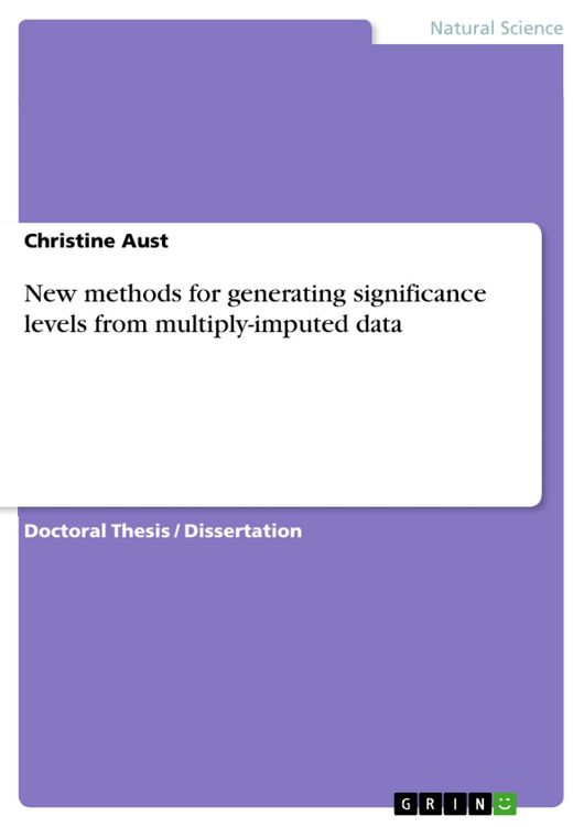 Produktbild: New methods for generating significance levels from multiply-imputed data