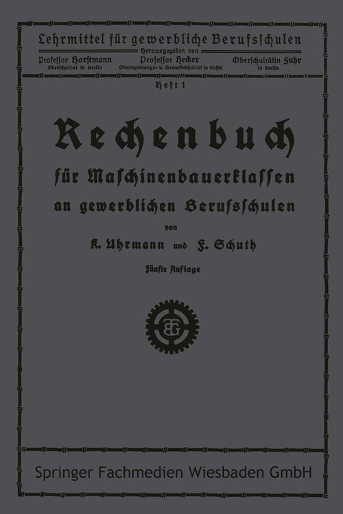 Produktbild: Rechenbuch f&uuml;r Maschinenbauerklassen an gewerblichen Berufsschulen