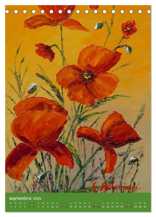 Produktbild: Coquelicots en peinture (Calendrier de bureau 2026 DIN A5 horizontal), CALVENDO calendrier mensuel