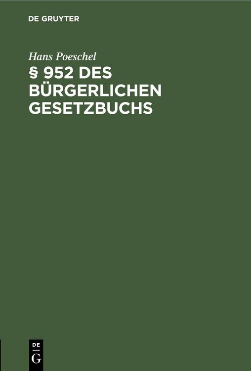 Produktbild: &sect; 952 des B&uuml;rgerlichen Gesetzbuchs