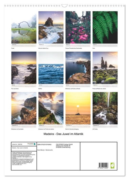 Produktbild: Madeira - Das Juwel im Atlantik (Wandkalender 2026 DIN A2 hoch), CALVENDO Monatskalender