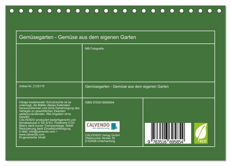 Produktbild: Gem&uuml;segarten - Gem&uuml;se aus dem eigenen Garten (Tischkalender 2026 DIN A5 quer), CALVENDO Monatskalender