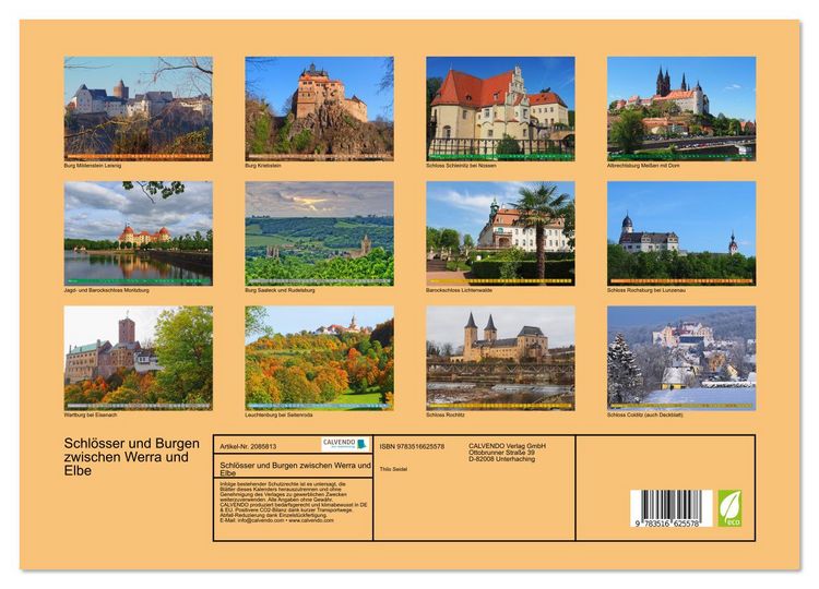 Produktbild: Schl&ouml;sser und Burgen zwischen Werra und Elbe (Wandkalender 2026 DIN A3 quer), CALVENDO Monatskalender