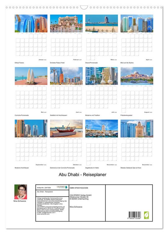 Produktbild: Abu Dhabi - Reiseplaner (Wandkalender 2026 DIN A2 hoch), CALVENDO Monatskalender