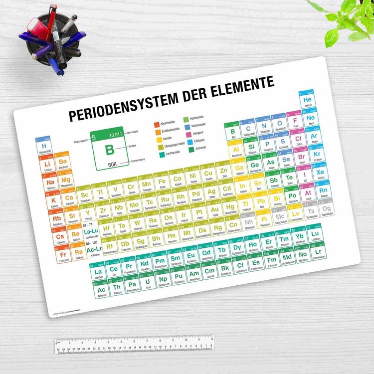Produktbild: Cover-your-desk Schreibtischunterlage f&uuml;r Kinder und Erwachsene Periodensystem der Elemente deutsch, aus hochwertigem Vinyl , 60 x 40 cm