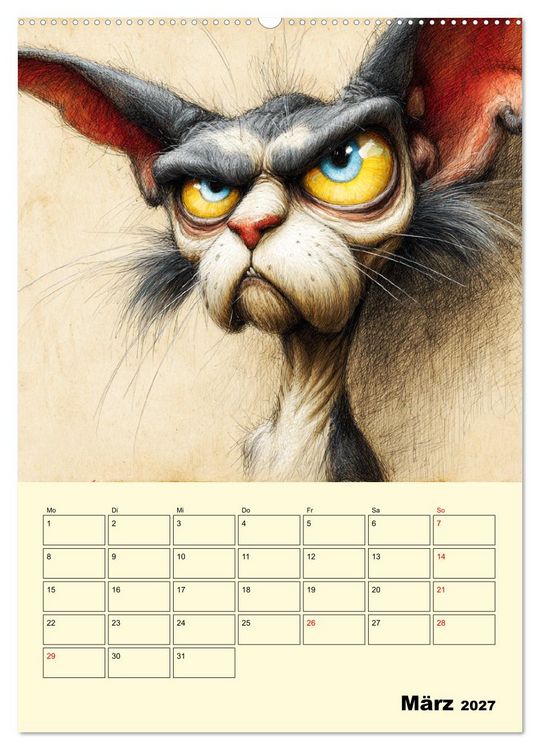 Produktbild: Schr&auml;ge Charaktere. Eigenwillige Katzen-Cartoons (Wandkalender 2027 DIN A2 hoch), CALVENDO Monatskalender
