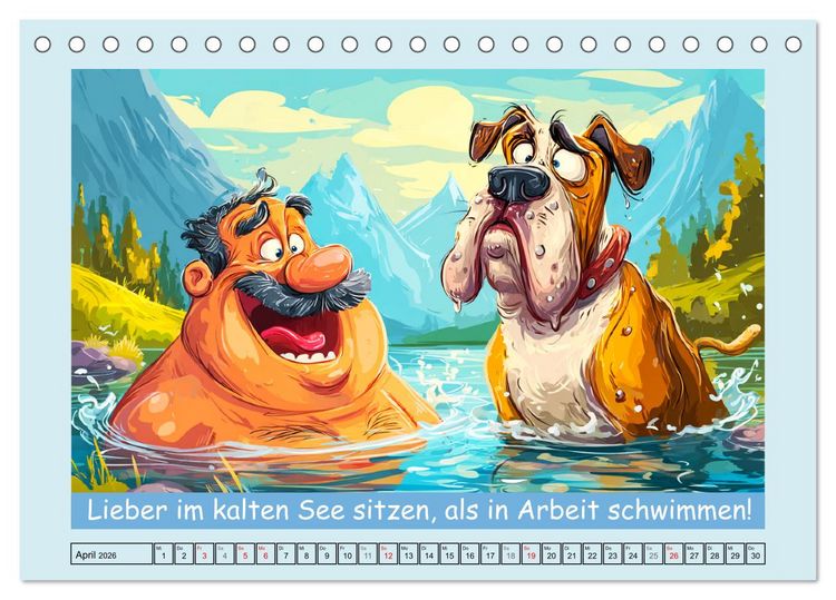 Produktbild: Hund und Herrchen. Zu zweit allein im Chaos (Tischkalender 2026 DIN A5 quer), CALVENDO Monatskalender