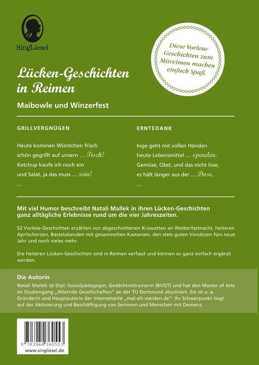 Produktbild: Maibowle und Winzerfest - L&uuml;cken-Geschichten in Reimen f&uuml;r Senioren