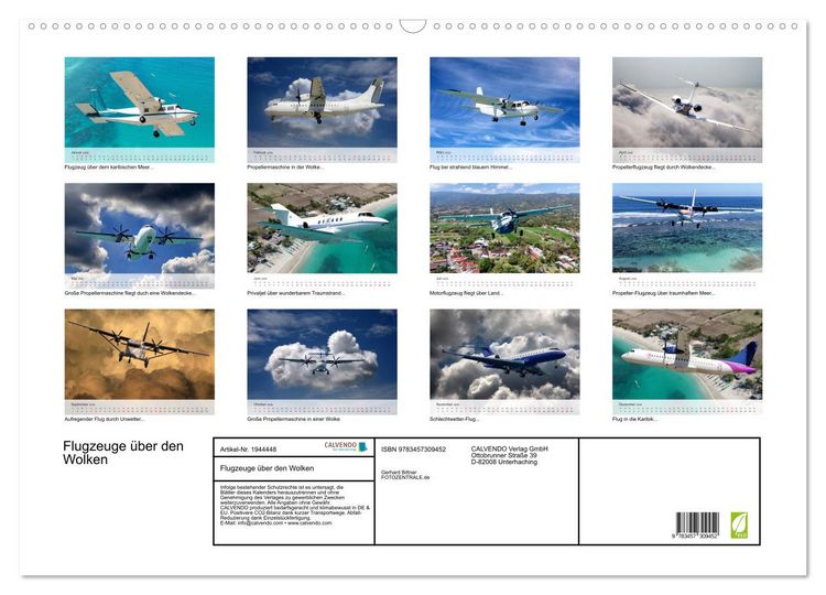 Produktbild: Flugzeuge &uuml;ber den Wolken (Wandkalender 2026 DIN A2 quer), CALVENDO Monatskalender