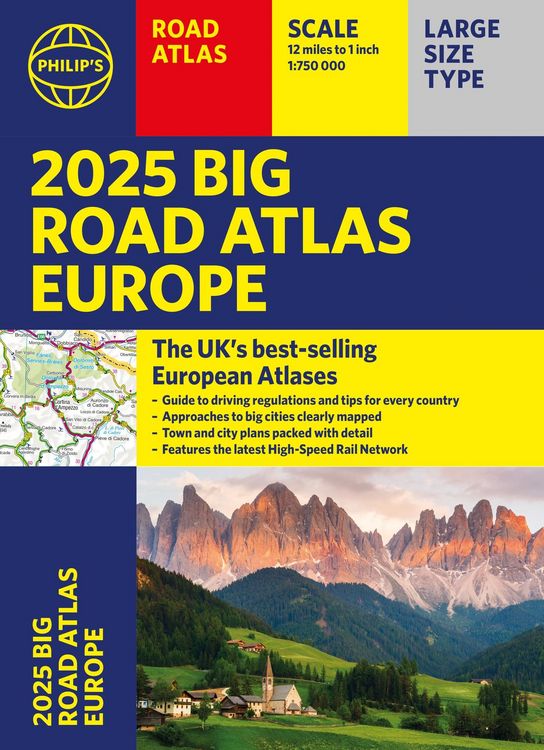 Produktbild: Philip'S Maps: 2025 Philip's Big Road Atlas of Europe