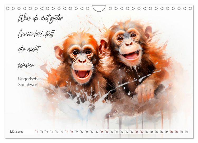 Produktbild: MOTIVATION Spr&uuml;che mit s&uuml;&szlig;en Tierkindern (Wandkalender 2026 DIN A4 quer), CALVENDO Monatskalender