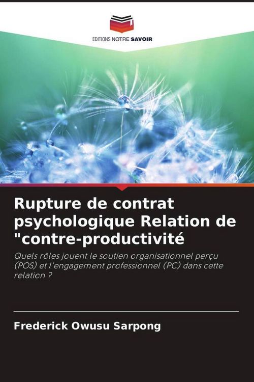Produktbild: Rupture de contrat psychologique Relation de "contre-productivit&eacute;