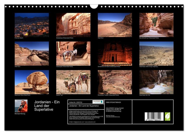Produktbild: Jordanien - Ein Land der Superlative (Wandkalender 2026 DIN A3 quer), CALVENDO Monatskalender