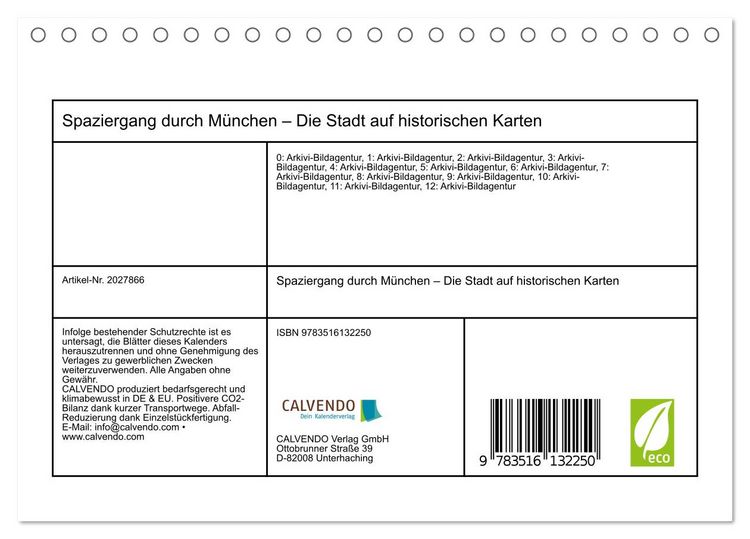 Produktbild: Spaziergang durch M&uuml;nchen &ndash; Die Stadt auf historischen Karten (Tischkalender 2026 DIN A5 quer), CALVENDO Monatskalender