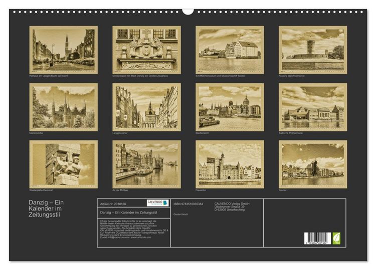 Produktbild: Danzig &ndash; Ein Kalender im Zeitungsstil (Wandkalender 2026 DIN A2 quer), CALVENDO Monatskalender