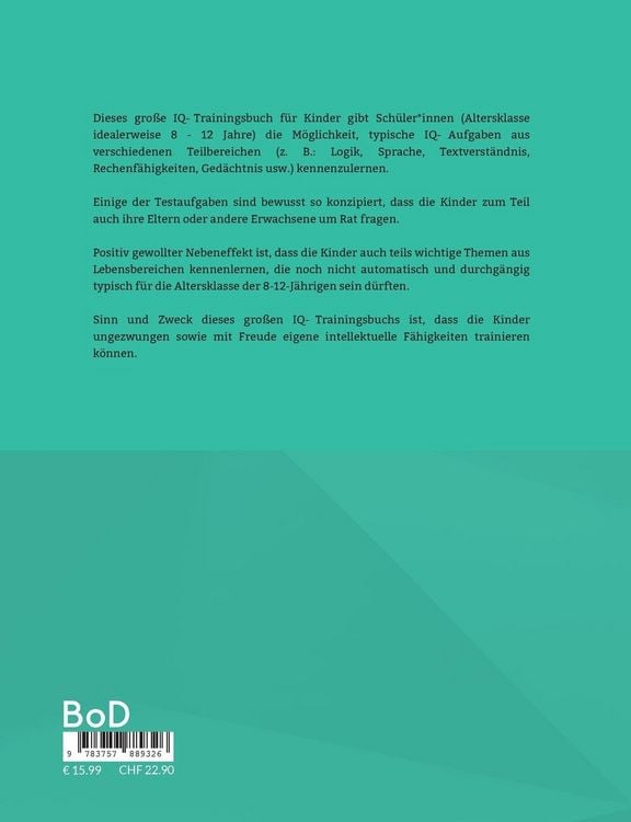 Produktbild: Das gro&szlig;e IQ-Trainingsbuch f&uuml;r Kinder