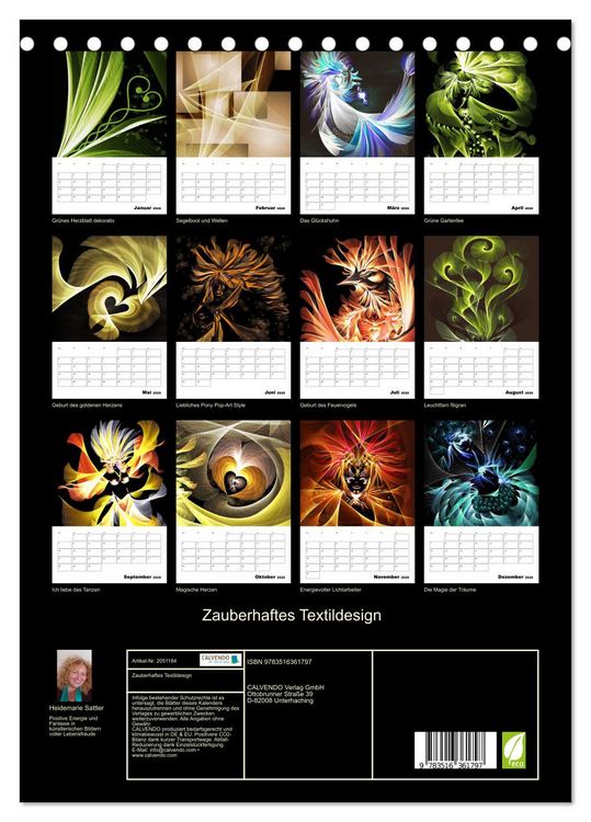 Produktbild: Zauberhaftes Textildesign (Tischkalender 2026 DIN A5 hoch), CALVENDO Monatskalender