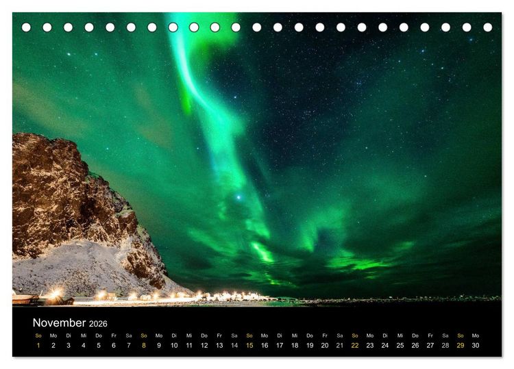 Produktbild: Magische N&auml;chte - POLARLICHT (Tischkalender 2026 DIN A5 quer), CALVENDO Monatskalender