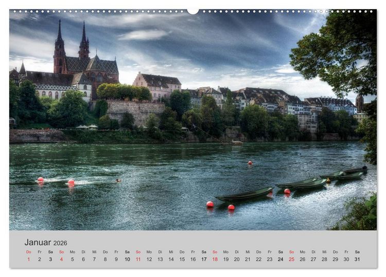 Produktbild: Basel, eine Stadt am Rhein (hochwertiger Premium Wandkalender 2026 DIN A2 quer), Kunstdruck in Hochglanz