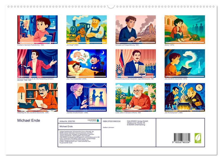 Produktbild: Michael Ende (hochwertiger Premium Wandkalender 2026 DIN A2 quer), Kunstdruck in Hochglanz