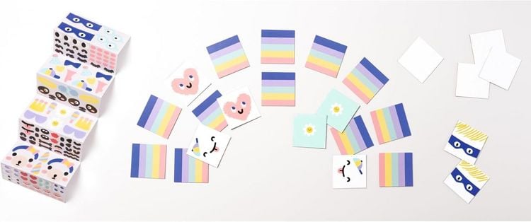 Produktbild: FOLIA DIY Legekarten blanko, 6x6cm, 60 Karten, 4-farbig gedruckt mit 136 Stickern